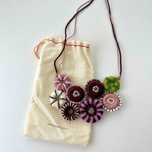Anthropologie Crochet Beaded Necklace with Dust Bag